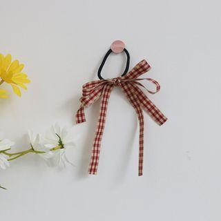 Plaid Ribbon Hair Tie Plaid - Coffee - One Size