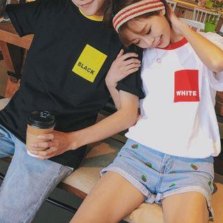 Couple Matching Colour Block Short-sleeve T-shirt