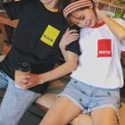 Couple Matching Colour Block Short-sleeve T-shirt