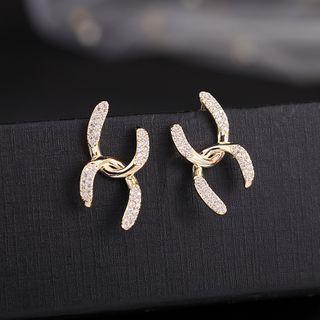 Rhinestone Alloy Earring 1 Pr - Gold - One Size