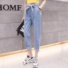 Bow Waist Cropped Jeans