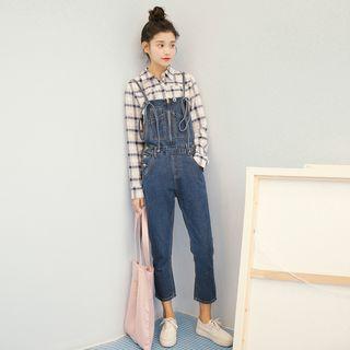 Suspender Cropped Denim Pants