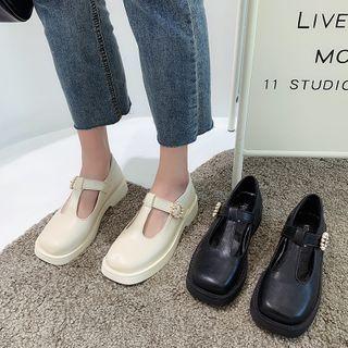 Block Heel Faux Pearl Mary Jane Shoes