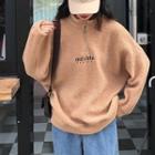 Long-sleeve Letter Embroidered Zipped Shearling Pullover