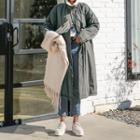 Funnel-neck Fleece Lined Long Parka Khaki - One Size