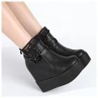 Lace Trim Platform Short Boots