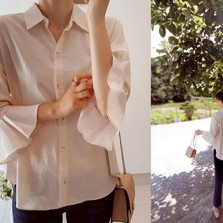 Frill-sleeve Dip-back Shirt