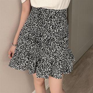 Floral Ruched A-line Skirt