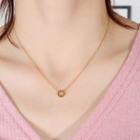 Stainless Steel Disc & Hoop Pendant Layered Necklace 1657 - Necklace - Gold - One Size