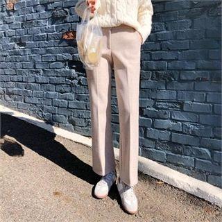 Straight-cut Wool Blend Pants