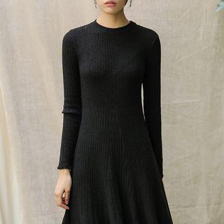 Round-neck Ribbed A-line Dress