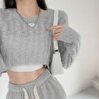 Cropped Cable-knit Cape Top
