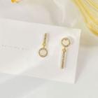 Geometric Rhinestone Asymmetrical Earring 1 Pair - Stud Earrings - Gold - One Size