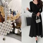 Metal-ball Mini Hand Bag With Strap Silver - One Size