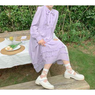 Long Sleeve Frilled Bow Neck Shirt