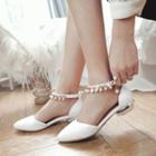 Strap Ankle Beaded Flats