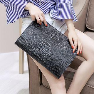 Croc-embossed Faux Leather Clutch