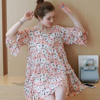 Floral Print Bell-sleeve Dress