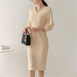 Open-placket Sheath Dress