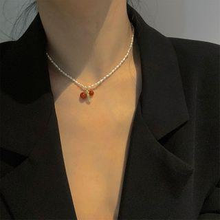 Cherry Freshwater Pearl Necklace Cherry Necklace - White - One Size