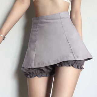 Mock Two-piece Mini A-line Skirt