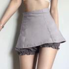 Mock Two-piece Mini A-line Skirt