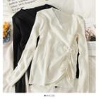 Drawstring-side V-neck Knit Top In 5 Colors