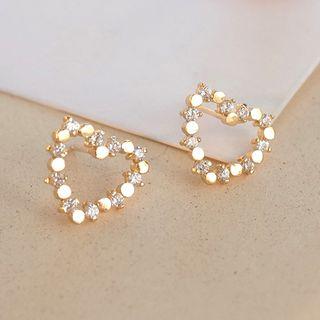 925 Sterling Silver Heart Stud Earring 1 Pair - S925 Silver - One Size