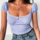 Cap-sleeve Bow Detail T-shirt