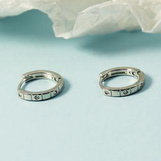 Rhinestone Alloy Hoop Earring Hoop Earring - Silver - One Size