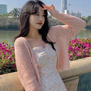 Long-sleeve Cut Out Knit Cardigan