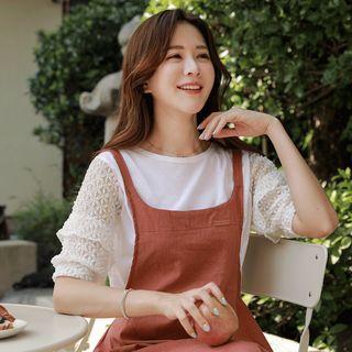 Layered Lace-sleeve T-shirt