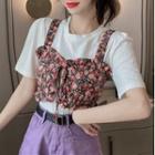 Set: Short-sleeve T-shirt + Sleeveless Floral Top