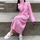 Cable Knit Maxi Sweater Dress Pink - One Size