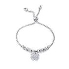 Fashion And Romantic Four-leafed Clover Bead 316l Stainless Steel Bracelet With Cubic Zirconia Silver - One Size