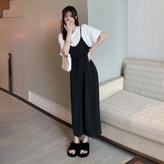 Set: Wide Leg Jumper Pants + Short-sleeve T-shirt