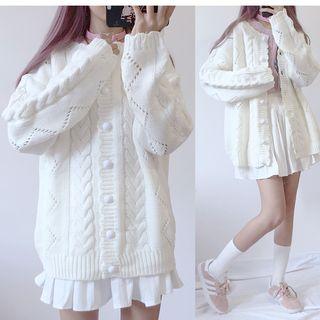 Pointelle Cable Knit Cardigan
