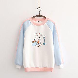 Rabbit Print Color Block Sweatshirt