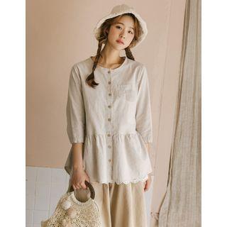 Pocket-front Peplum Blouse