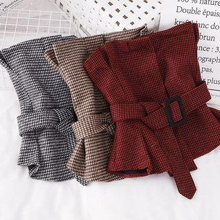 Plaid Tube Top With Belt
