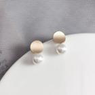 Metal Disc Faux Pearl Dangle Earring