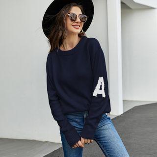 Long Sleeve Letter A Knit Top