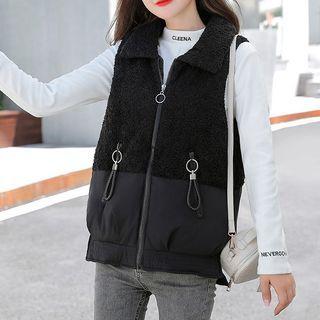 Faux Shearling Paneled Zip Vest