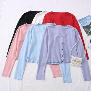 Heart-button Light Knit Cardigan In 6 Colors