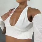 Cold-shoulder Halter Cropped T-shirt