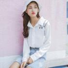 Embroidered Long-sleeve Loose-fit Shirt