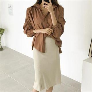 Shirred Oversized Blouse