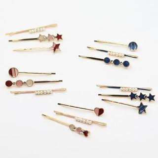 Set Of 3: Star / Circle Accent Hair Pin