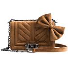 Velvet Bow Accent Quilted Satchel With Chain Strap