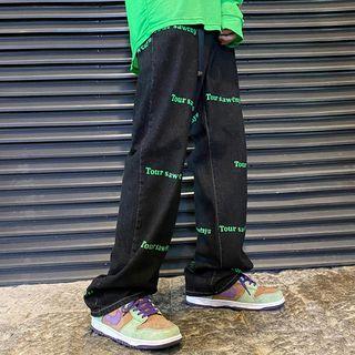 Lettering Print Jeans